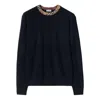 Burberry Crew Neck Knitwear With Distinctive Patterned Collar
