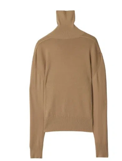 Burberry High-neck Wool Jumper In Brown