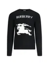 Burberry Cashmere Sweater With Bold Horse Graphic And Crew Neck In Black