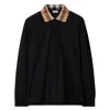 Burberry Cody Beige Polo Shirt With Long Sleeves And Check Motiv On The Collar In Cotton Man In Black