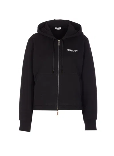 Burberry Women Cotton Hoodie In Black