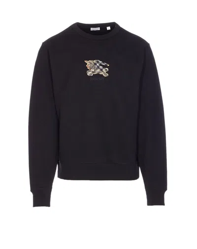 Burberry Crewneck Sweater With Long Sleeves And Logo In Black