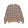 Burberry Check Pattern Sweatshirt With Embroidered Logo In Brown