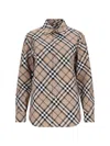 Burberry Check Pattern Wool Blend Shirt In Brown