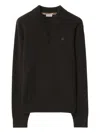 Burberry Equestrian Knight Embroidery Long-sleeve Polo Shirt In Brown