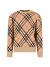 Burberry Embroidered Stretch Wool Blend Sweater In Brown