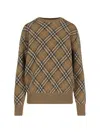 Burberry Brown Check Jumper In Wool And Mohair In Brown