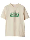 Burberry Soft Cotton T-shirt With Vibrant Floral Graphic In Charcol