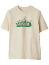 Burberry Soft Cotton T-shirt With Vibrant Floral Graphic In Charcol