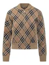 Burberry Check Wool Zip-up Cardigan In Multi