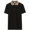 Burberry Cody Polo Shirt With Check Collar In Blue