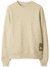 Burberry Check Label Cotton Sweatshirt In Neutral