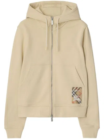 Burberry Drawstring Hood Jersey Texture Hoodie In Beige O Tan
