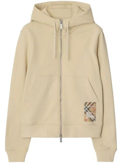 Burberry Drawstring Hood Jersey Texture Hoodie In Beige O Tan