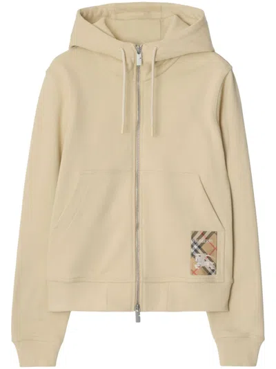 Burberry Drawstring Hood Jersey Texture Hoodie In Beige O Tan