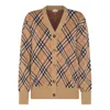 Burberry Check V-neck Cardigan In Wool And Mohair Blend In Neutral