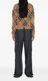 Burberry Beige Crewneck Sweater With Check Motif In Wool And Mohair Woman In Sand Ip Check