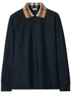 Burberry Cody Long Sleeve Polo Shirt In Smoked Navy