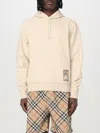 Burberry Check Label Hoodie In Beige