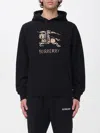 Burberry Men Black Hoodie With Drawstring Hood And Ekd Print And Logo Lettering On The Front In Cott In Black