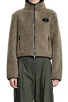 Burberry Fleece High Collar Long Sleeves Jacket In Green