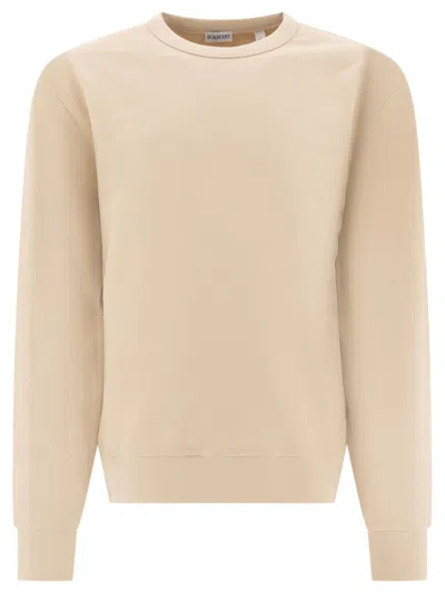 Burberry Check-patch Crewneck Sweatshirt In Beige