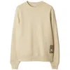 Burberry Check Label Cotton Sweatshirt In Beige