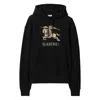 Burberry Men Black Hoodie With Drawstring Hood And Ekd Print And Logo Lettering On The Front In Cott In Black