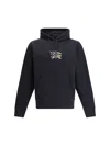 Burberry Hoodie With Front Pocket And Ribbed Cuffs In Blue