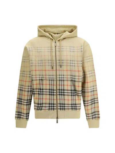 Burberry Gradient Check Zipped Sweatshirt In Neutral