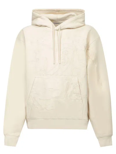 Burberry Relaxed Fit Beige Sweatshirt With Embossed Design In Neutrals
