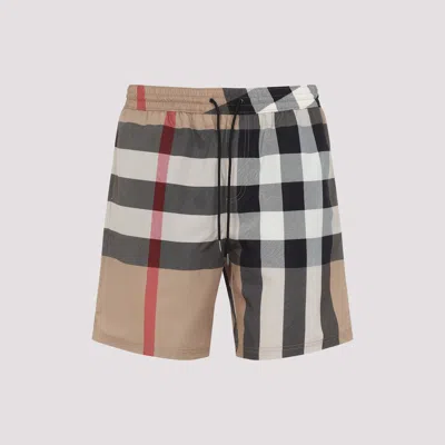 Burberry Check Swim Shorts In Beige