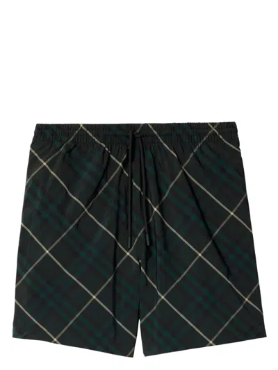 Burberry Check-print Drawstring Swim Shorts In Black