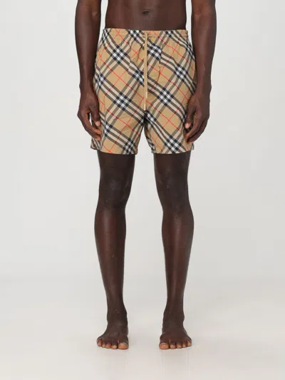 Burberry Men Check Print Bermuda Swimsuit In Brown