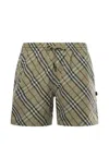 Burberry Check-pattern Drawstring Swim Shorts In Green