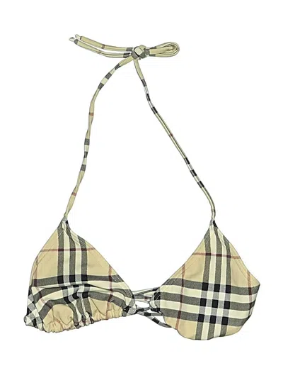 Pre-owned Burberry Swimsuit Top Tan Plaid Pattern Swimwear