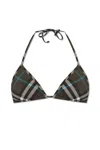 Burberry Checkered Design Triangle Bikini Top In Verde