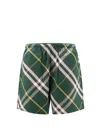 Burberry Green Check Print Swim Shorts In Ivyipcheck