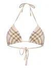 Burberry Printed Stretch Nylon Bikini Top In Beige