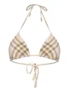 Burberry Printed Stretch Nylon Bikini Top In Beige