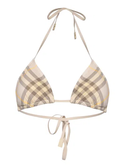 Burberry Printed Stretch Nylon Bikini Top In Multi