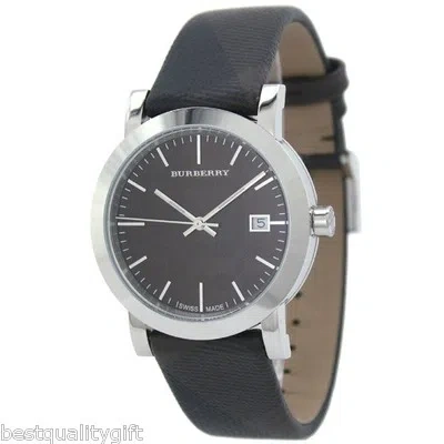 Pre-owned Burberry Swiss Engraved Dial Silver+smoke,brown Pvc Fabric Check Watch Bu1775