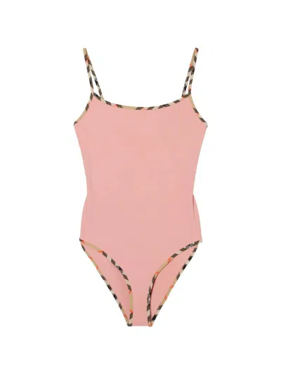 Burberry Sylvia Pink Camel Plaid Swimsuit