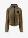 Burberry Ekd Patch Faux Fur Zip-up Jacket In Green