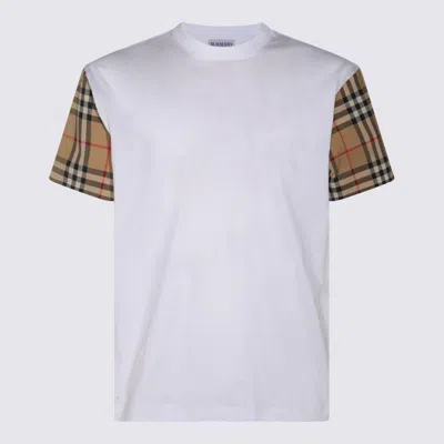 BURBERRY BURBERRY WHITE AND BEIGE COTTON T-SHIRT