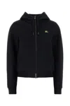 Burberry Cotton Sweatshirt With Drawstring Hood And Front Pocket In Black