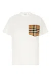 Burberry Women White Jersey Checked Twill-trimmed Cotton-jersey T-shirt Tee Shirt
