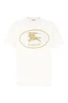 Burberry Beige Crewneck T-shirt With Maxi Logo On The Front In Cotton Man