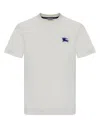 Burberry Mens Salt Ekd-embroidered Short-sleeve Cotton-jersey T-shirt