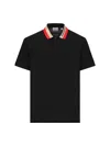 Burberry Logo Intarsia-knit Short Sleeved Polo Shirt In Black